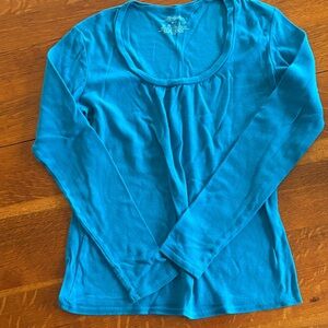 Ricki's Turquoise Cotton Long-Sleeve Scoop Neck Top Size M